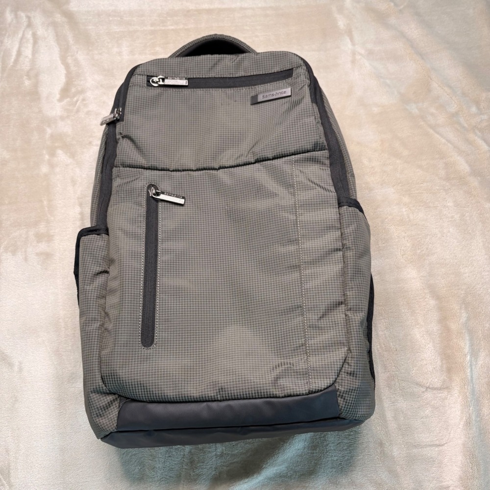 Samsonite Tectonic Crossfire Backpack Black Checkered Utility Bookbag Laptop Bag